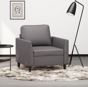 vidaXL Fotel, szary, 60 cm, obity sztuczną skórą 1