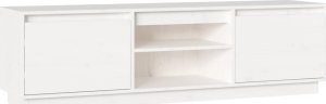 vidaXL Szafka pod telewizor, biała, 140x35x40 cm, lite drewno sosnowe 2