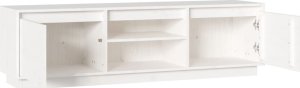 vidaXL Szafka pod telewizor, biała, 140x35x40 cm, lite drewno sosnowe 4