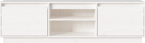 vidaXL Szafka pod telewizor, biała, 140x35x40 cm, lite drewno sosnowe 5