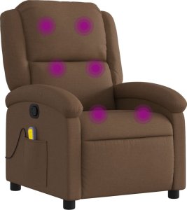 vidaXL Rozkładany fotel masujący, brązowy, obity tkaniną XXX 2