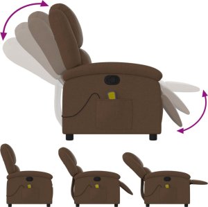 vidaXL Rozkładany fotel masujący, brązowy, obity tkaniną XXX 7