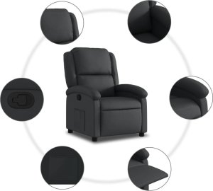 vidaXL Rozkładany fotel, czarny 5