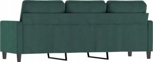 vidaXL Sofa 3-osobowa, ciemnozielony, 180 cm, obita aksamitem 3