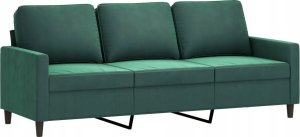 vidaXL Sofa 3-osobowa, ciemnozielony, 180 cm, obita aksamitem 6