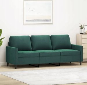 vidaXL Sofa 3-osobowa, ciemnozielony, 180 cm, obita aksamitem 7