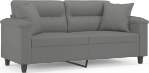 vidaXL 2-osobowa sofa z poduszkami, ciemnoszara, 140 cm, mikrofibra 2