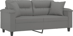 vidaXL 2-osobowa sofa z poduszkami, ciemnoszara, 140 cm, mikrofibra 3