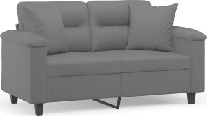 vidaXL 2-osobowa sofa z poduszkami, ciemnoszara, 120 cm, mikrofibra 2