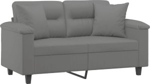 vidaXL 2-osobowa sofa z poduszkami, ciemnoszara, 120 cm, mikrofibra 3