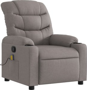vidaXL Rozkładany fotel masujący, taupe, obity tkaniną 3