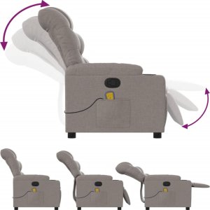 vidaXL Rozkładany fotel masujący, taupe, obity tkaniną 5