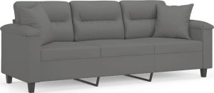vidaXL 3-osobowa sofa z poduszkami, ciemnoszara, 180 cm, mikrofibra 2