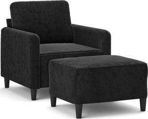 vidaXL Fotel z podnóżkiem, czarny, 60 cm, obity aksamit XXX 2