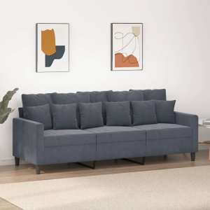 vidaXL Sofa 3-osobowa, ciemnoszara, 180 cm, obita aksamitem 7