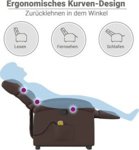 vidaXL Podnoszony fotel masujący, rozkładany, brązowy 17