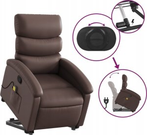 vidaXL Podnoszony fotel masujący, rozkładany, brązowy 5