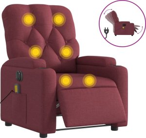 vidaXL Rozkładany fotel masujący, elektryczny, winna czerwień, tkanina 2