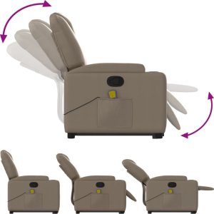 vidaXL Podnoszony fotel masujący, rozkładany, cappuccino 7