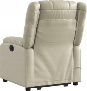 vidaXL Podnoszony fotel masujący, rozkładany, kremowy, ekoskóra 4