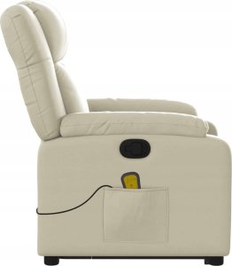 vidaXL Podnoszony fotel masujący, rozkładany, kremowy, ekoskóra 9