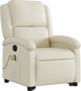 vidaXL Podnoszony fotel masujący, rozkładany, kremowy 4