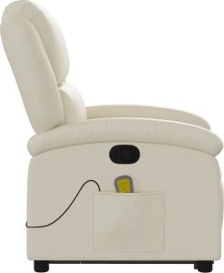 vidaXL Podnoszony fotel masujący, rozkładany, kremowy 10