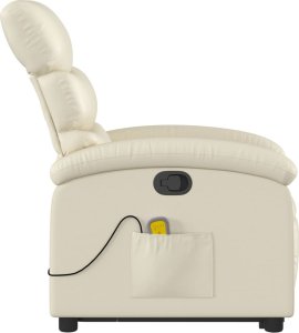 vidaXL Podnoszony fotel masujący, rozkładany, kremowy 9