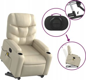 vidaXL Podnoszony fotel masujący, rozkładany, kremowy 5