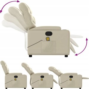 vidaXL Podnoszony fotel masujący, rozkładany, kremowy 6