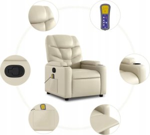 vidaXL Podnoszony fotel masujący, rozkładany, kremowy 7