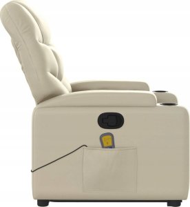 vidaXL Podnoszony fotel masujący, rozkładany, kremowy 9
