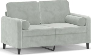 vidaXL 2-osobowa sofa z poduszkami, jasnoszara, 120 cm, aksamit 5