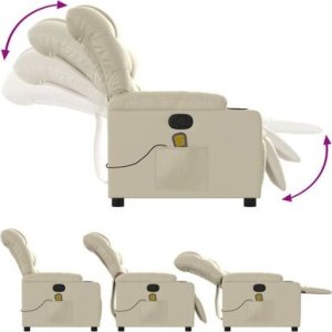 vidaXL Rozkładany fotel masujący, kremowe, sztuczna skóra 11