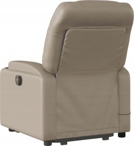 vidaXL Podnoszony fotel masujący, rozkładany, cappuccino, ekoskóra 4