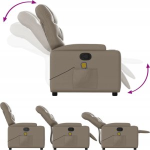 vidaXL Podnoszony fotel masujący, rozkładany, cappuccino, ekoskóra 6