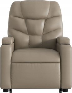 vidaXL Podnoszony fotel masujący, rozkładany, cappuccino, ekoskóra 8
