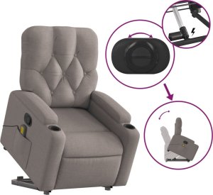 vidaXL Podnoszony fotel masujący, rozkładany, kolor taupe, tkanina 6