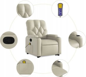 vidaXL Podnoszony fotel masujący, rozkładany, kremowy 7
