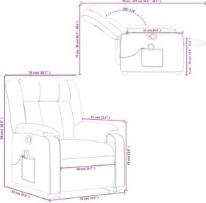 vidaXL Podnoszony fotel masujący, rozkładany, kremowy, ekoskóra 14