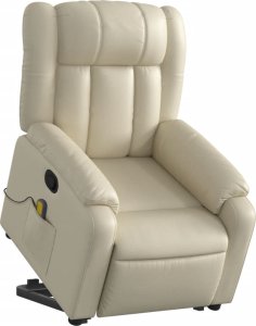 vidaXL Podnoszony fotel masujący, rozkładany, kremowy, ekoskóra 15
