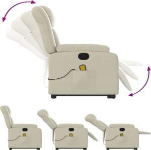 vidaXL Podnoszony fotel masujący, rozkładany, kremowy, ekoskóra 6