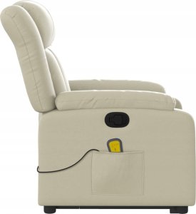 vidaXL Podnoszony fotel masujący, rozkładany, kremowy, ekoskóra 9