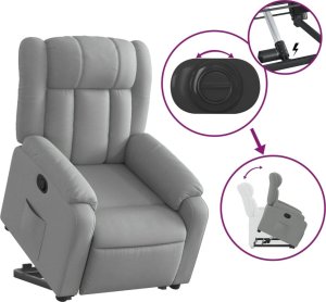 vidaXL Podnoszony fotel rozkładany, jasnoszary, obity tkaniną 6