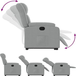 vidaXL Podnoszony fotel rozkładany, jasnoszary, obity tkaniną 7