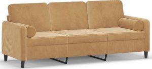 vidaXL 3-osobowa sofa z poduszkami, brązowa, 180 cm, aksamit 2