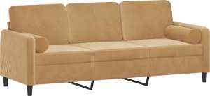 vidaXL 3-osobowa sofa z poduszkami, brązowa, 180 cm, aksamit 3