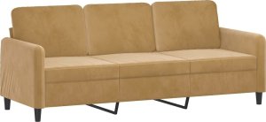 vidaXL 3-osobowa sofa z poduszkami, brązowa, 180 cm, aksamit 4