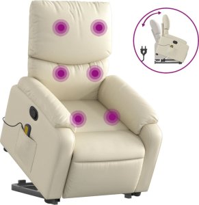 vidaXL Podnoszony fotel masujący, rozkładany, kremowy 2