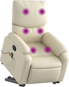 vidaXL Podnoszony fotel masujący, rozkładany, kremowy 3